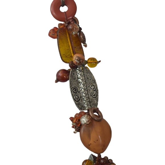 Chicos Necklace Mixed Media Beads Multicolor 40 in Brown Copper Silver Orange - Picture 8 of 12
